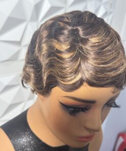 Alternative view of 100% Human Hair 4/27 Pixie Cut Wig | Glue-less Finger Wave Style Piano color