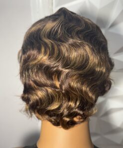 100% Human Hair 4/27 Pixie Cut Wig | Glue-less Finger Wave Style Piano color