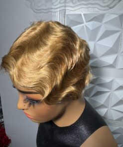 Alternative view of 100% Human Hair Honeyblonde Pixie Cut Wig | Glue-less Finger Wave Style Color 27