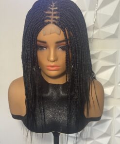 Alternative view of Handmade Black Braided Glue-less 2X6 Closure Wig - 14 inches straight feathered Braids