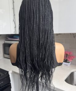Alternative view of Handmade 28 inches Micro Twist Braided wig color Black with 2x6 Lace closure