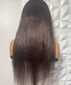 100% Human Hair 24 inches wavy Brown Wig | Glue-less Natural Texture Kinky-Yaki Wig for Women