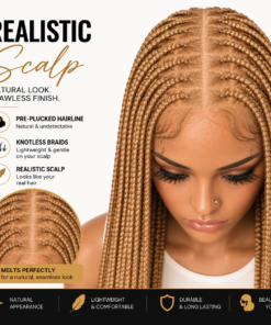 Alternative view of 38 Inch Handmade Knotless Box Braided Wig Honey Blonde Full Lace Braided Wig