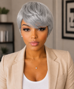 Alternative view of DeNob New Color Gray Pixie Cut 100% Human Hair)
