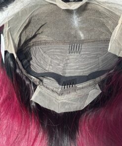 Alternative view of 22 Inch Burgundy Ombré Human Hair Straight Lace Frontal Wig with Dark Roots