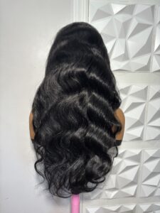 30 Inch Black Body Wave 100% Human Hair Wig 13x4 Swiss Lace Frontal Free Part