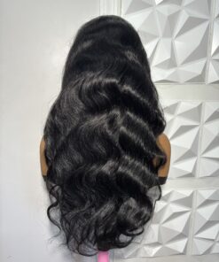 30 Inch Black Body Wave 100% Human Hair Wig 13x4 Swiss Lace Frontal Free Part