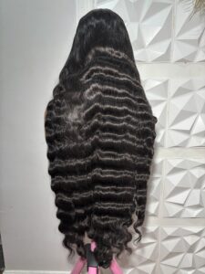 DeNob 32-Inch Deep Wave 5x5 Lace Closure Wig, Black Heat-Safe Hair Blend