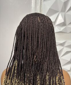 Alternative view of 38-Inch Handmade Cornrow Box Braided Wig, Dark Brown & 613 Blonde Ombre, Side-Swept Full Lace